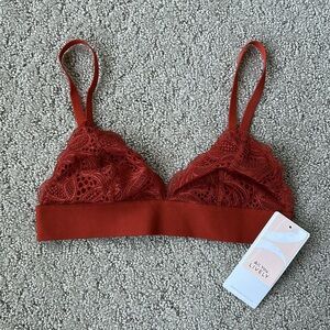 All You Lively Lace Triangle Bralette Bra Mesh Burnt Orange Intimates Medium NWT
